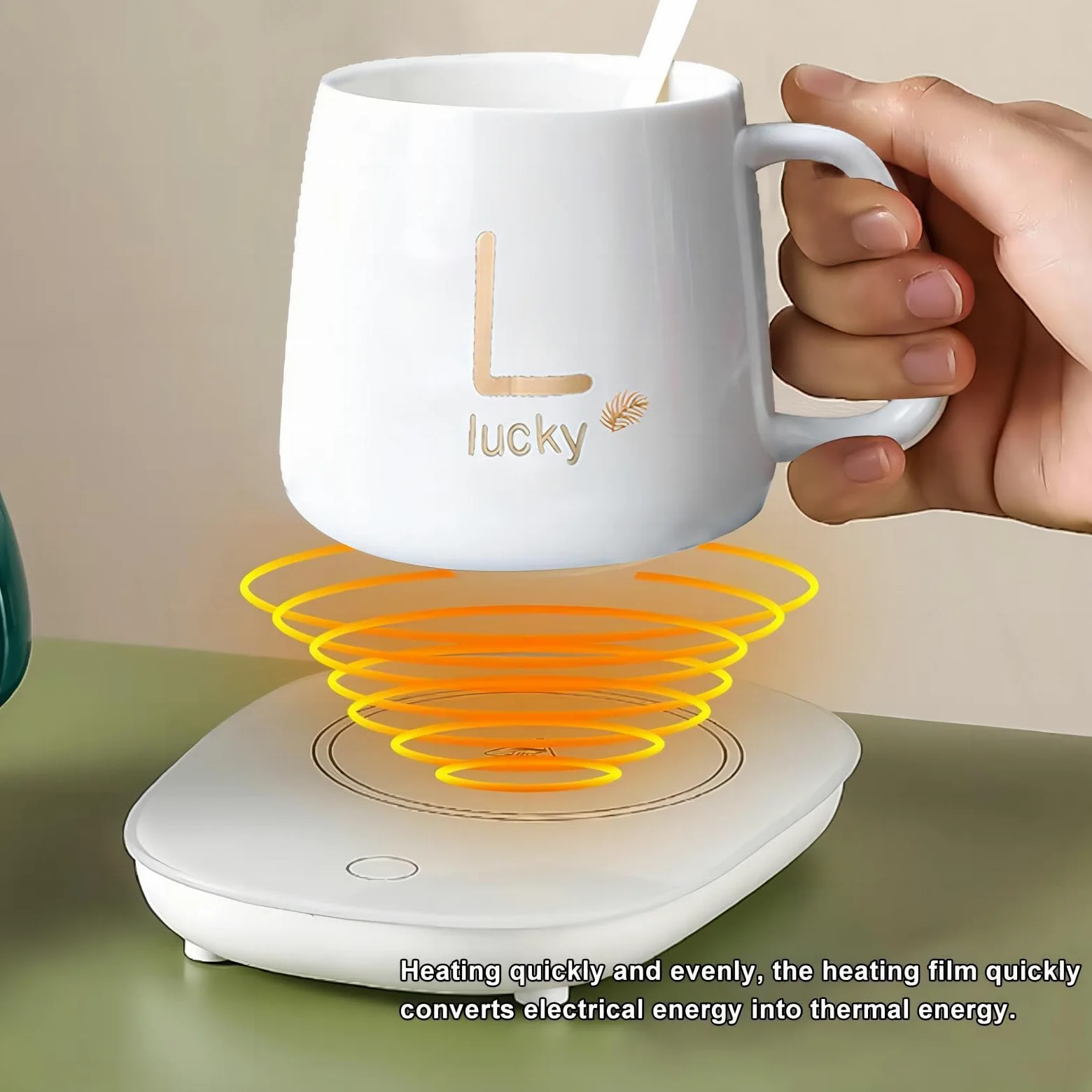 Scalda-tazze da caffè, scalda-caffè per scrivania, spegnimento automatico, adatto per riscaldare latte, cioccolato, candele, bianco