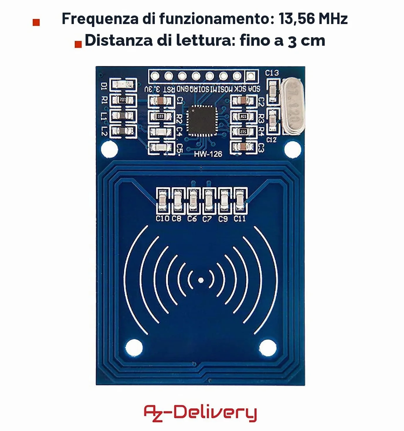 AZDelivery Kit RFID RC522 13,56MHz con Reader, Chip e Scheda compatibile con Arduino e Raspberry Pi incluso un E-Book!
