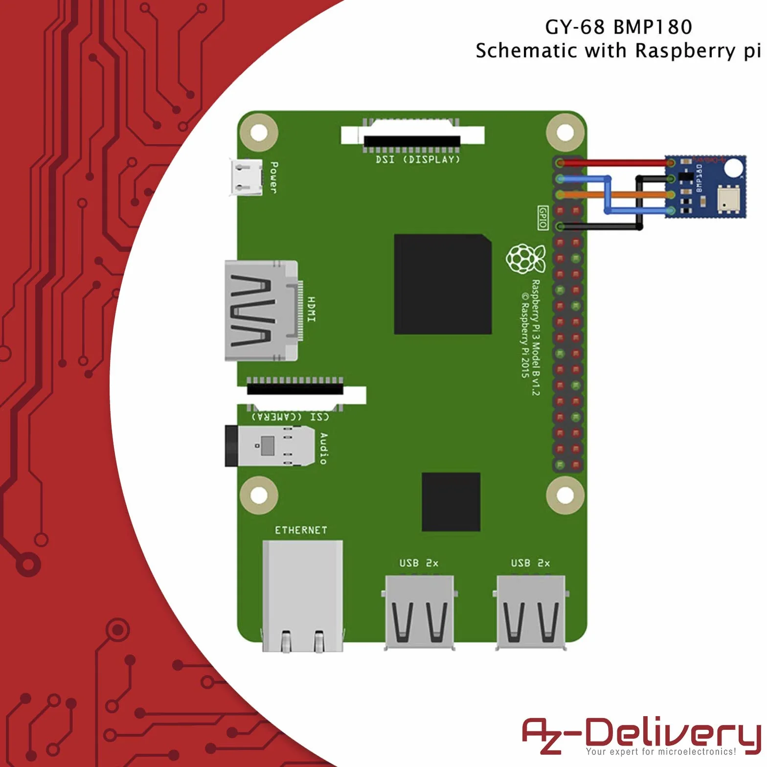 AZDelivery 3 x GY-68 BMP180 Sensore Pressione Barometrica compatibile con Arduino e Raspberry Pi incluso un E-Book!