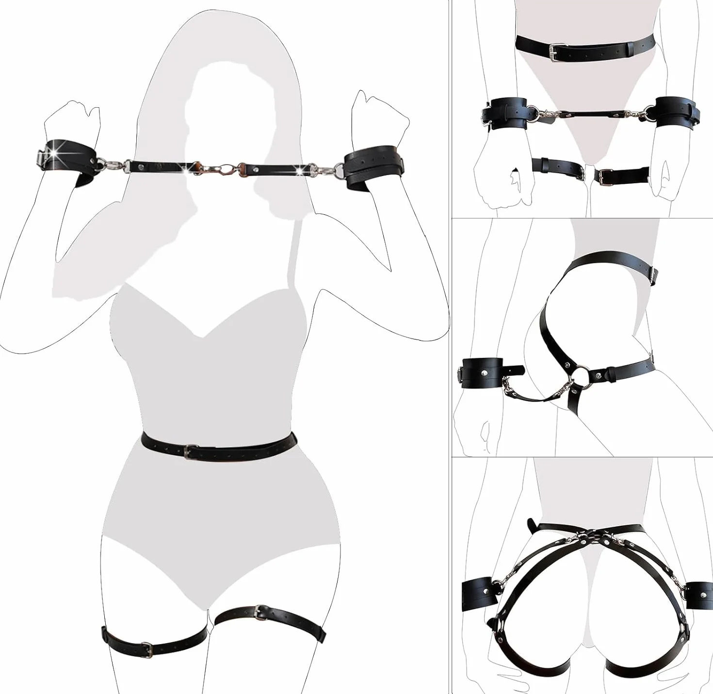 Cinturino PU da Donna Punk Yoga Set Regolabile