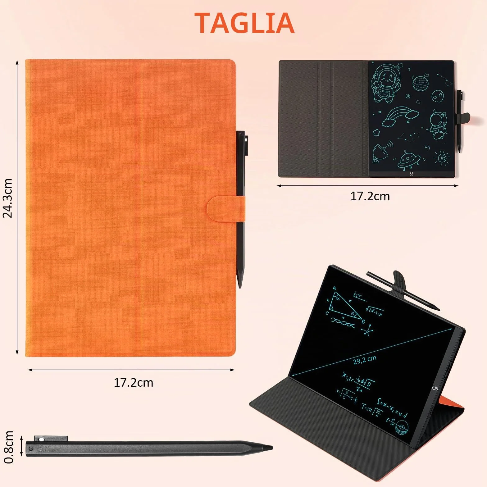 Czemo LCD Tavola da Scrittura 11,5 Pollici Arancione con Custodia Protettiva