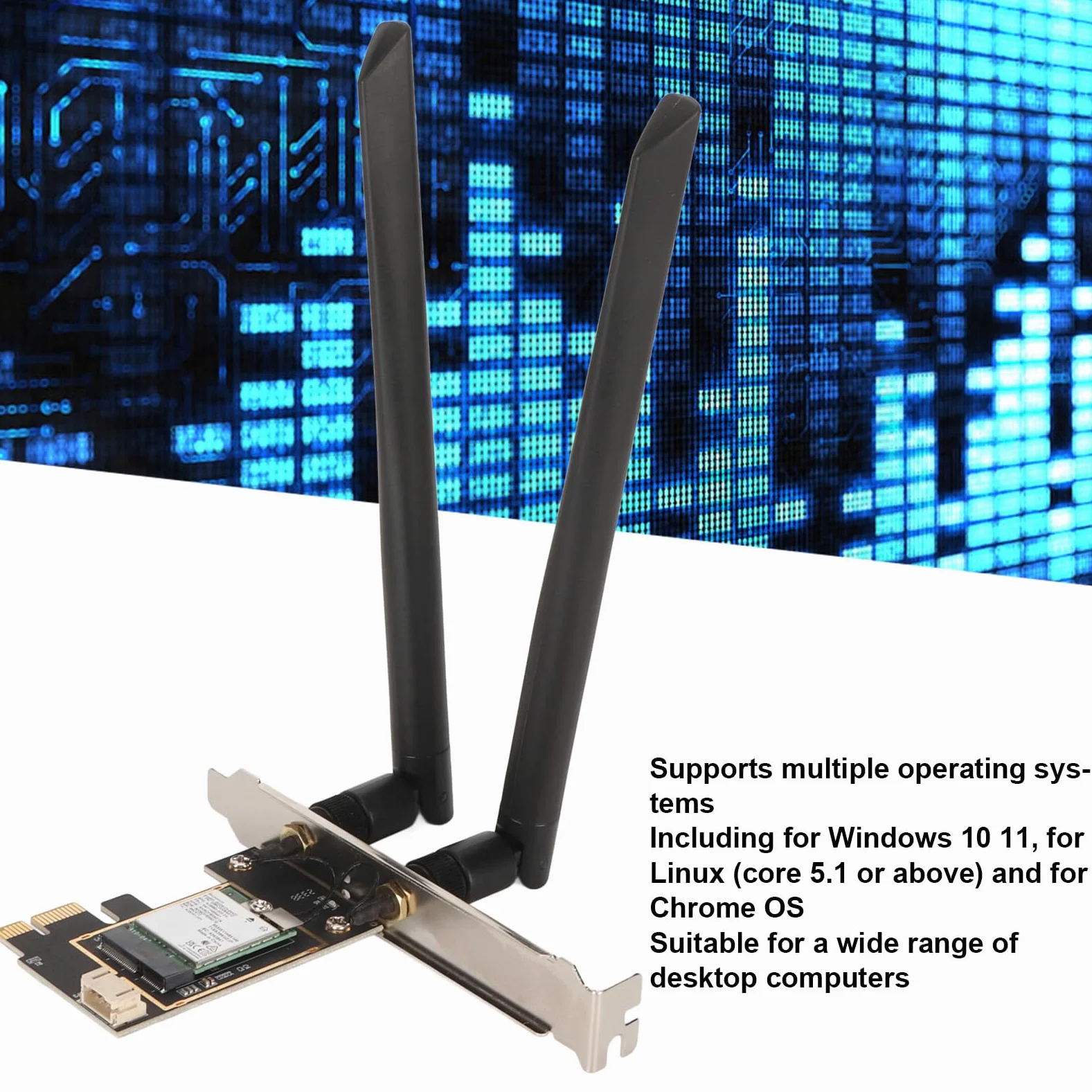 Scheda PCIe WIFI 7 per PC Desktop, Scheda WIFI 7 2.4G 5G 6G Tri Band Scheda di Rete Interna Adattatore Wireless 8774Mbps Adattatore Scheda di Rete Wireless per PC Desktop