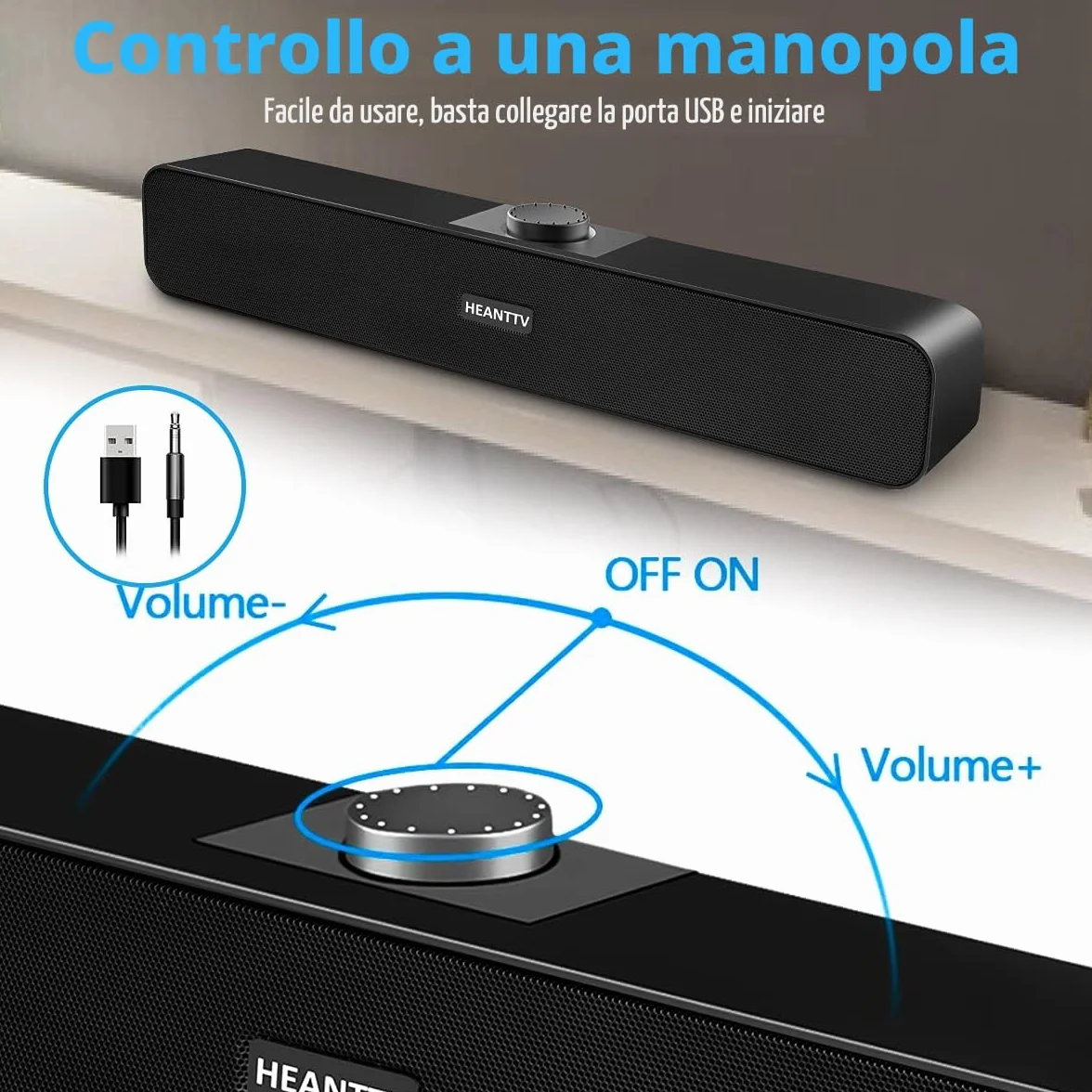 HEANTTV Altoparlanti per Computer USB Stereo Desktop Speakers (USB+3.5mm)