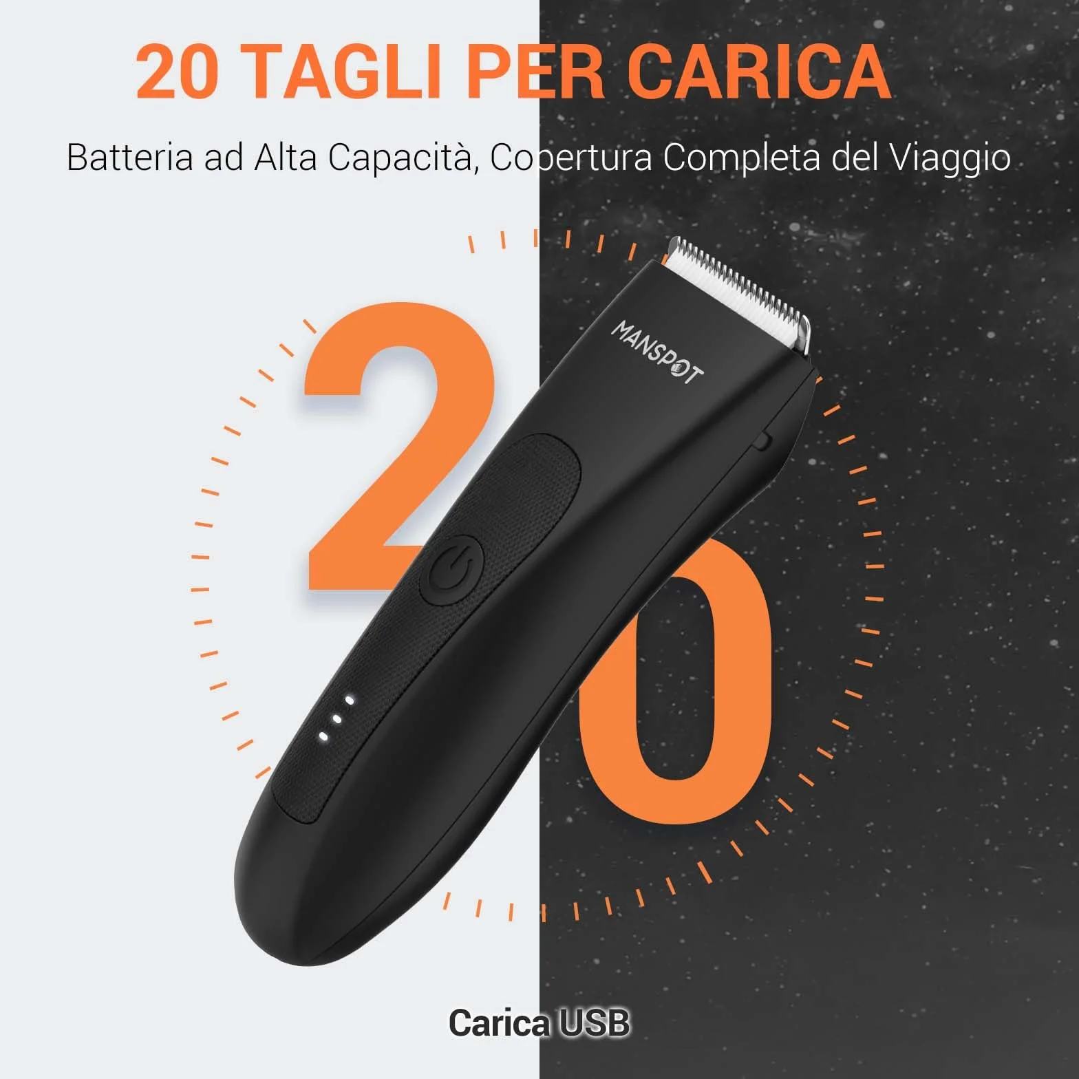 MANSPOT Rasoio Elettrico Corpo Uomo Impermeabile IPX8, Depilatore Corpo Uomo Umido e Asciutto