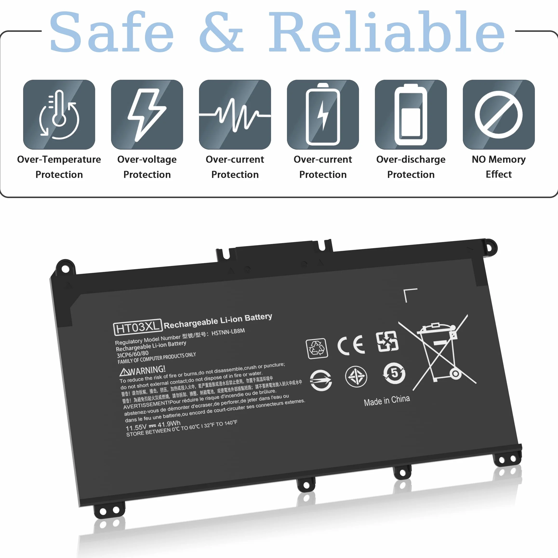 HT03XL Batteria per computer portatile HP L11119-855 HP Batteria per HP Pavilion 15-DA 15-DB 15-DW 15-CS 15-DY 17-by 17-CA 14-CE 14-CF 14-DF 14-DQ 14-DK Series 15-CS0053CL 15-DA001 4DX HSTNN-U. B7J