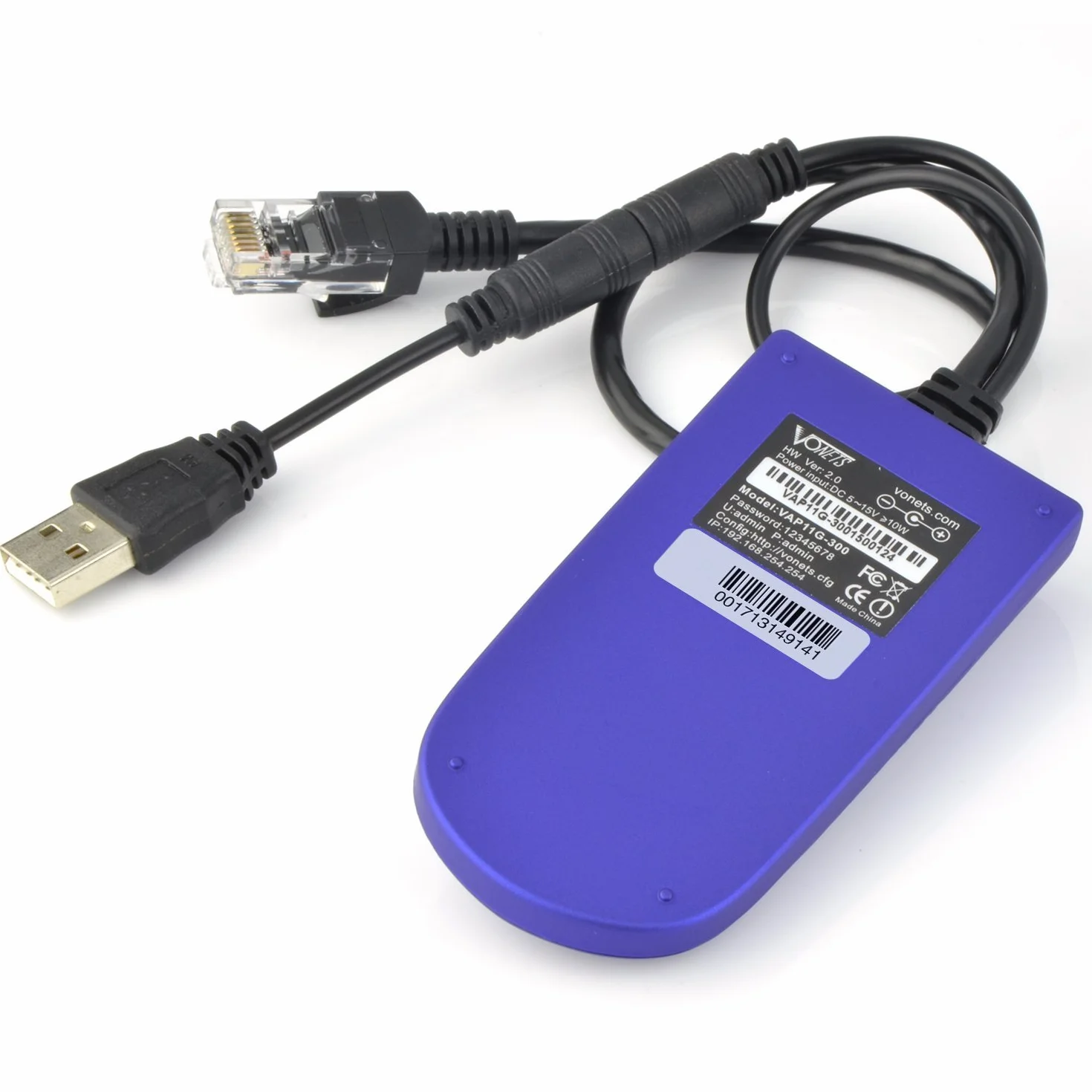 VONETS WiFi Ripetitore Bridge segnale 2,4GHz Hotspot Extender Wireless Ethernet/RJ45 a WiFi Adattatore lan Converti per DVR, Monitoraggio, stampante IP, Industriale, Dispositivo di rete VAP11G-300