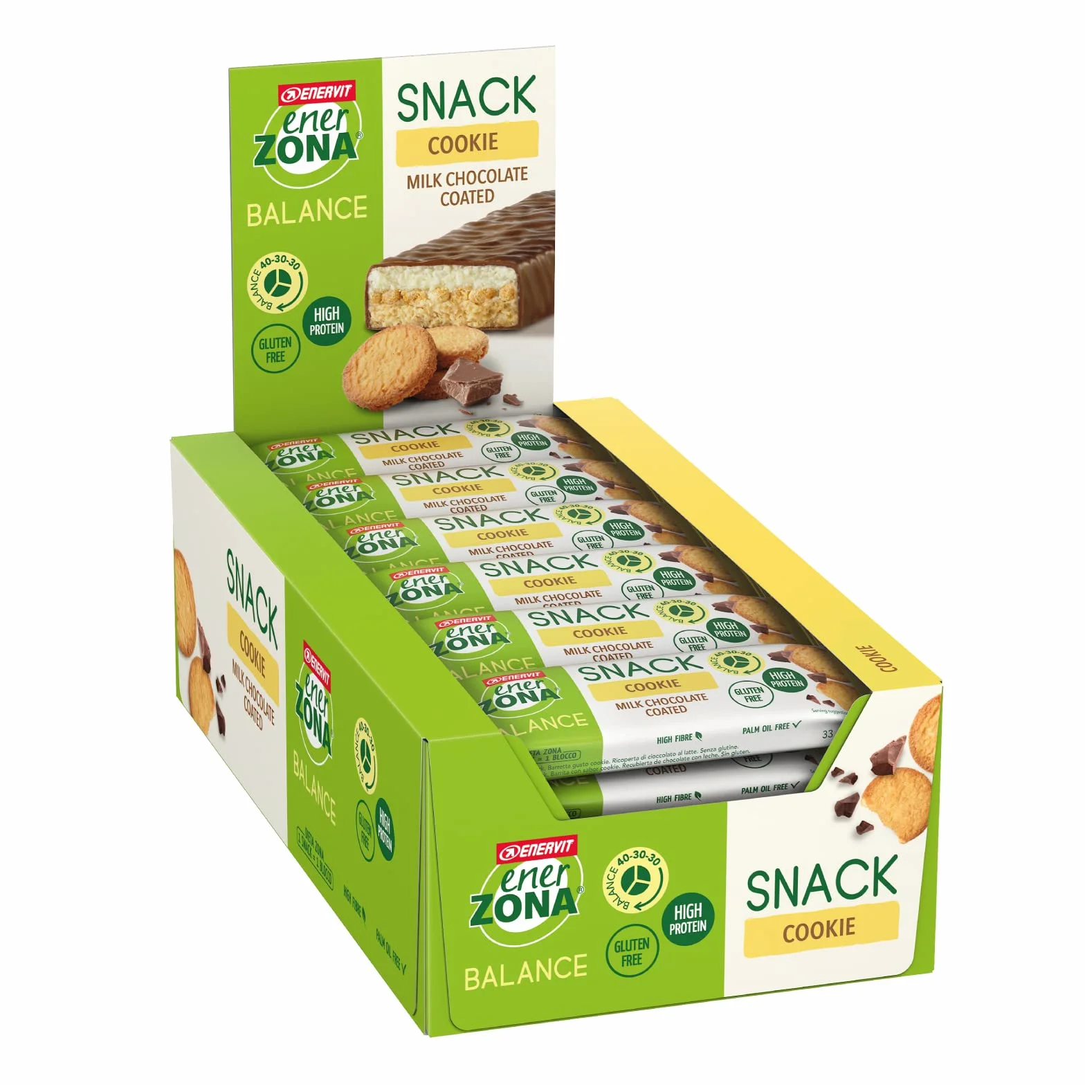 Enerzona Snack 40-30-30 Cookie Ricoperta Di Cioccolato Bianco Box 30 Barrette