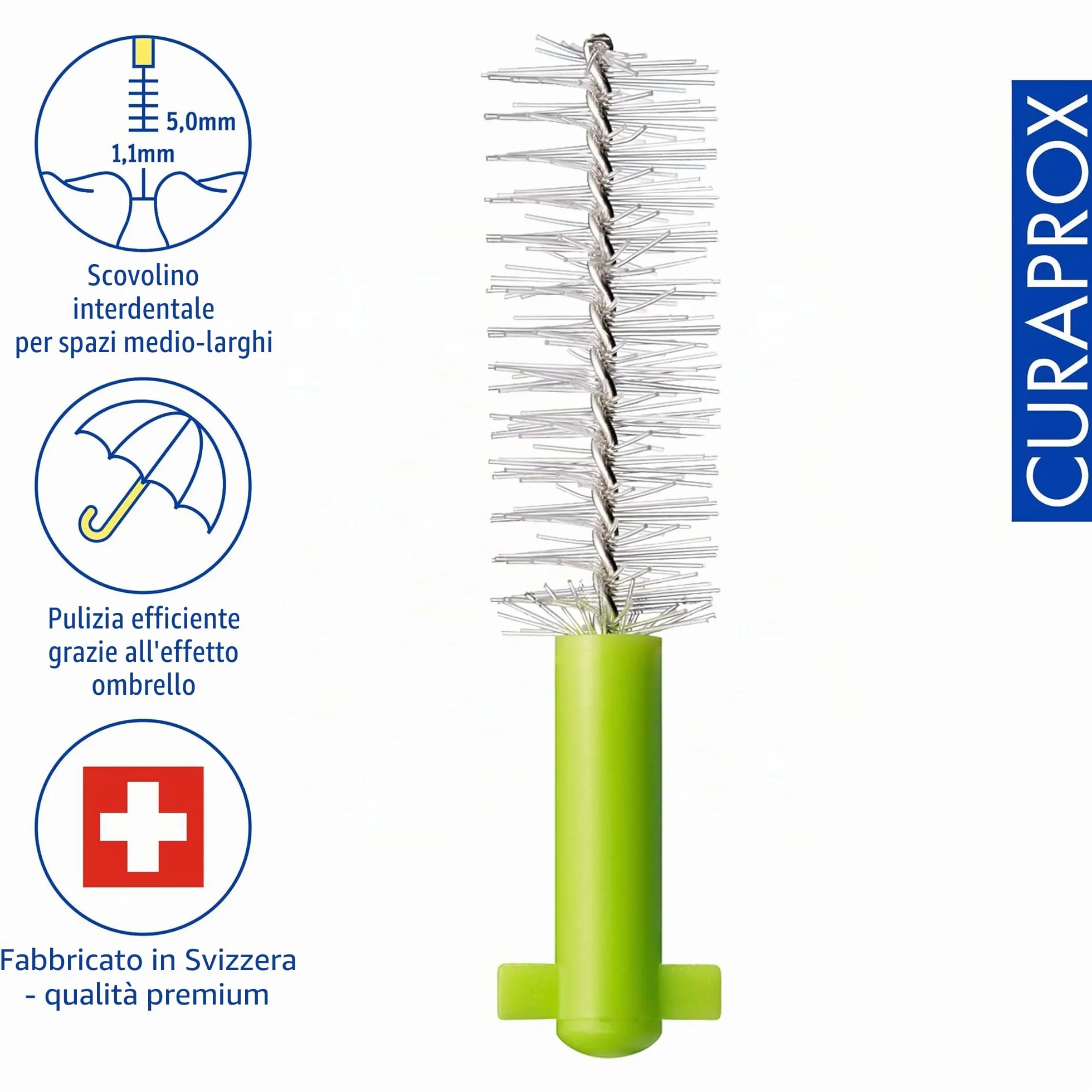 Curaprox CPS 011 Prime-ISO Ricariche Spazzolino Interdentale Dimensione 3 Verde 8-Pack