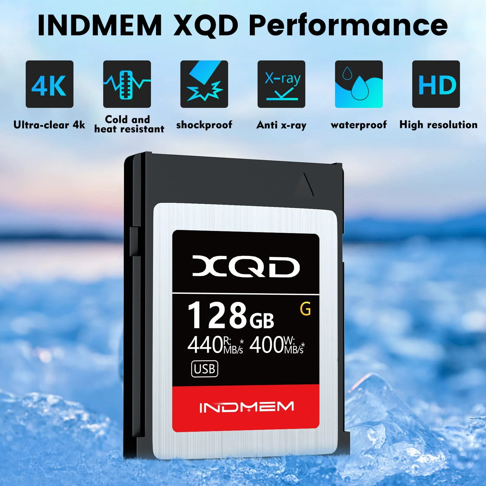 Scheda di memoria XGD da 128 GB, scheda XQD serie G per il recupero di immagini grezze, file MOV, video 4K XAVC-S | Max lettura 440 MB/s, scrittura massima 400 MB/s