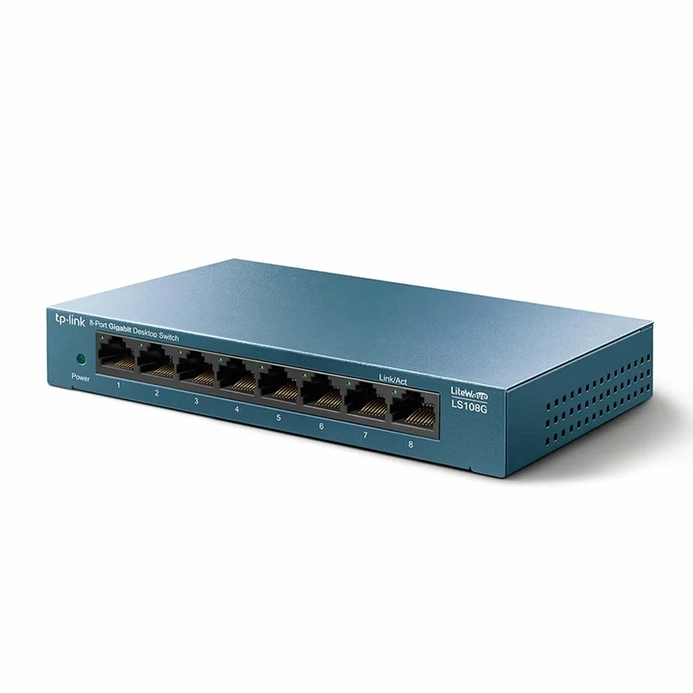 TP-Link LS108G Switch Ethernet 8 Porte Gigabit, Sdoppiatore Ethernet, Struttura in Metallo, 802.1p/DSCP QoS, Ideale per la Casa e il Ufficio, Plug & Play, Funzionamento Silenzioso, Montaggio Desktop