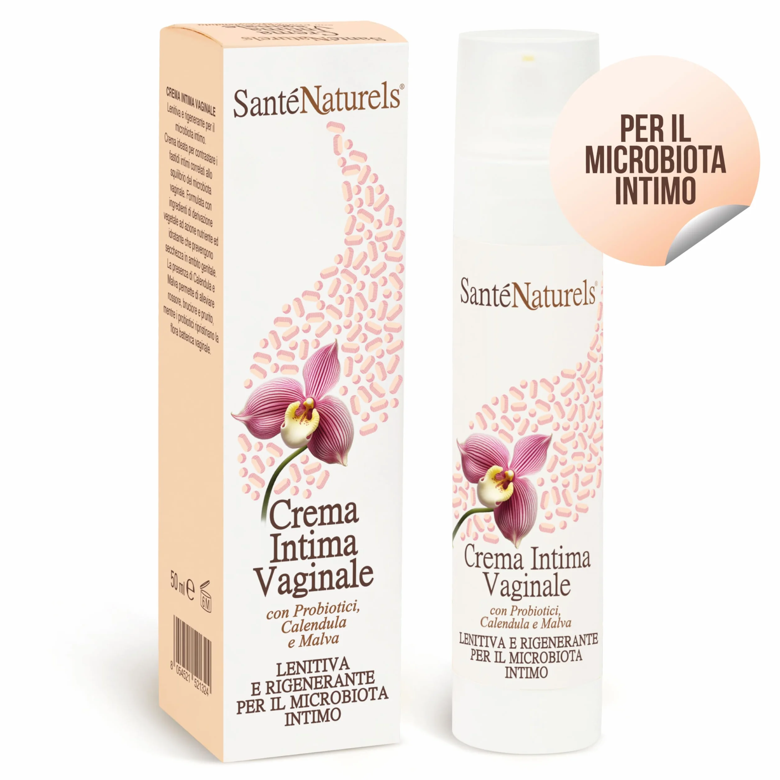 Crema Intima Vaginale 50 ml con Probiotici, Acido Ialuronico, Mannosio, Calendula, Malva