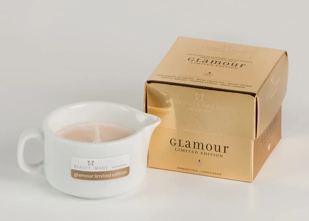 BEAUTY IMAGE Candele da Massaggio Oro Lucido Frutto della Passione Olio Caldo 2 Pezzi