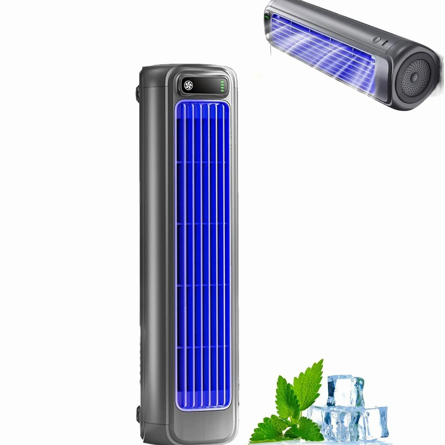 Ventilatore raffreddatore d'aria portatile, ventilatore mini a 3 velocità con touch screen a LED e ricarica USB, raffreddamento ad aria della torre silenziosa per camera, ufficio, patio, batteria alim