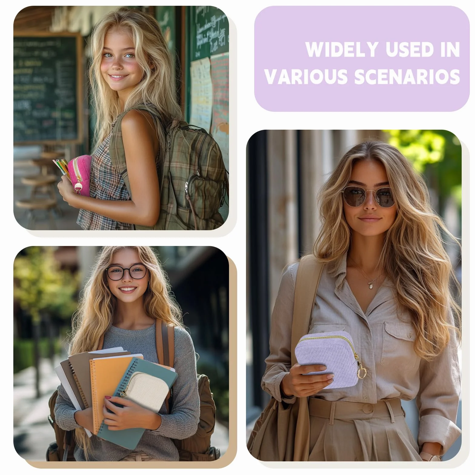 Porta Assorbenti da Borsa Sacchetti di Tela per Mestruale con Cerniera Piccolo Pochette Porta Trucchi da Viaggio Borsa Assorbenti Tampons Per Donna Ragazza Regalo(Beige)