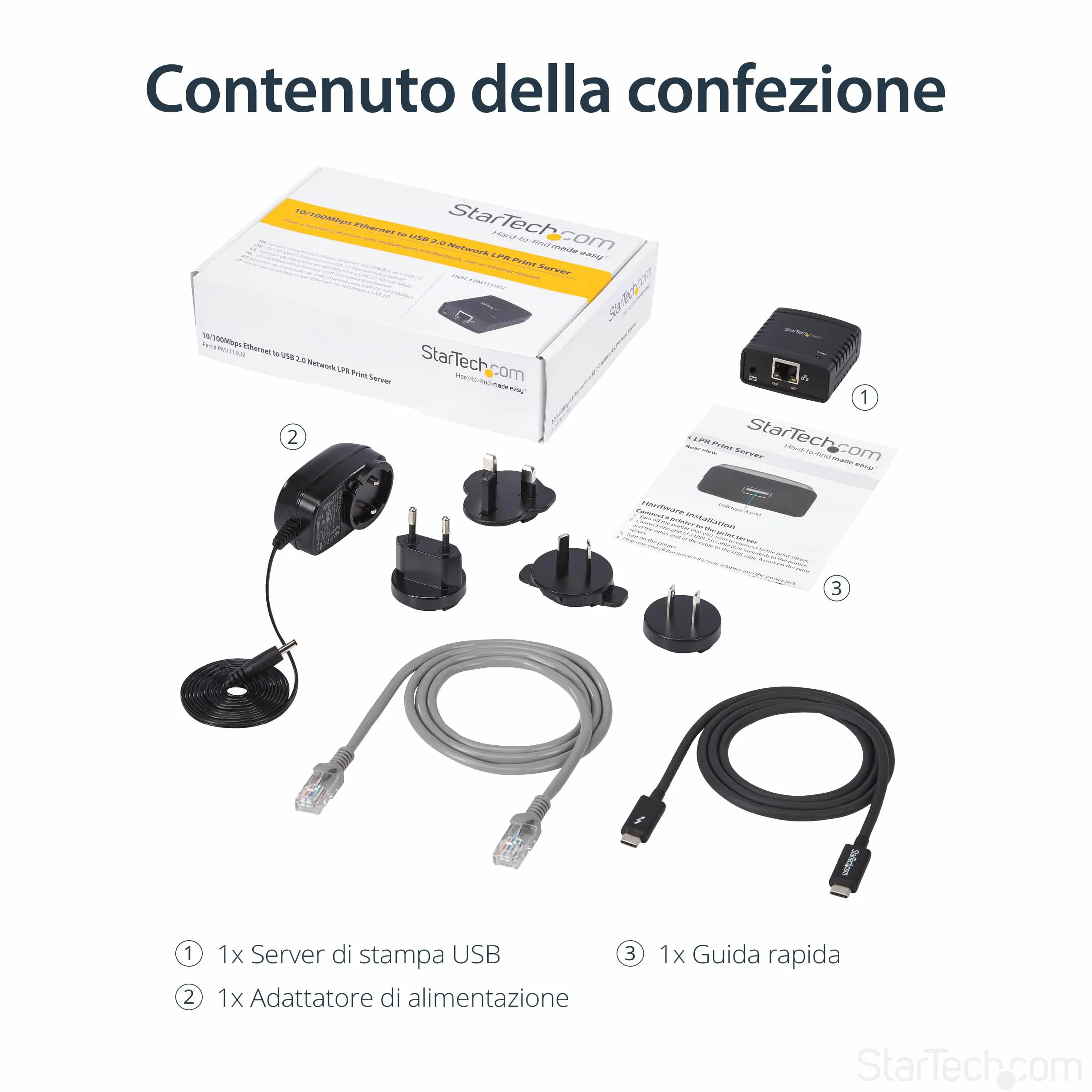 StarTech.com Server di rete per Stampante Ethernet 10/100 Mbps con porta USB 2.0