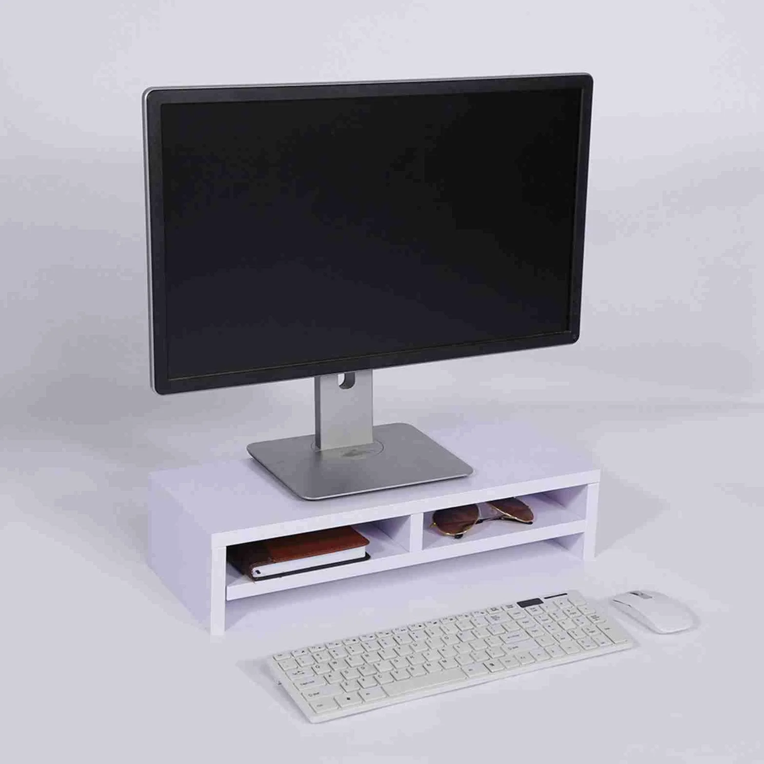 Supporto per Monitor in Legno Ecologico, Rialzo Scrivania, per | Robusto, poco ingombrante, adatto per l\'home office, mini ripiano per accessori