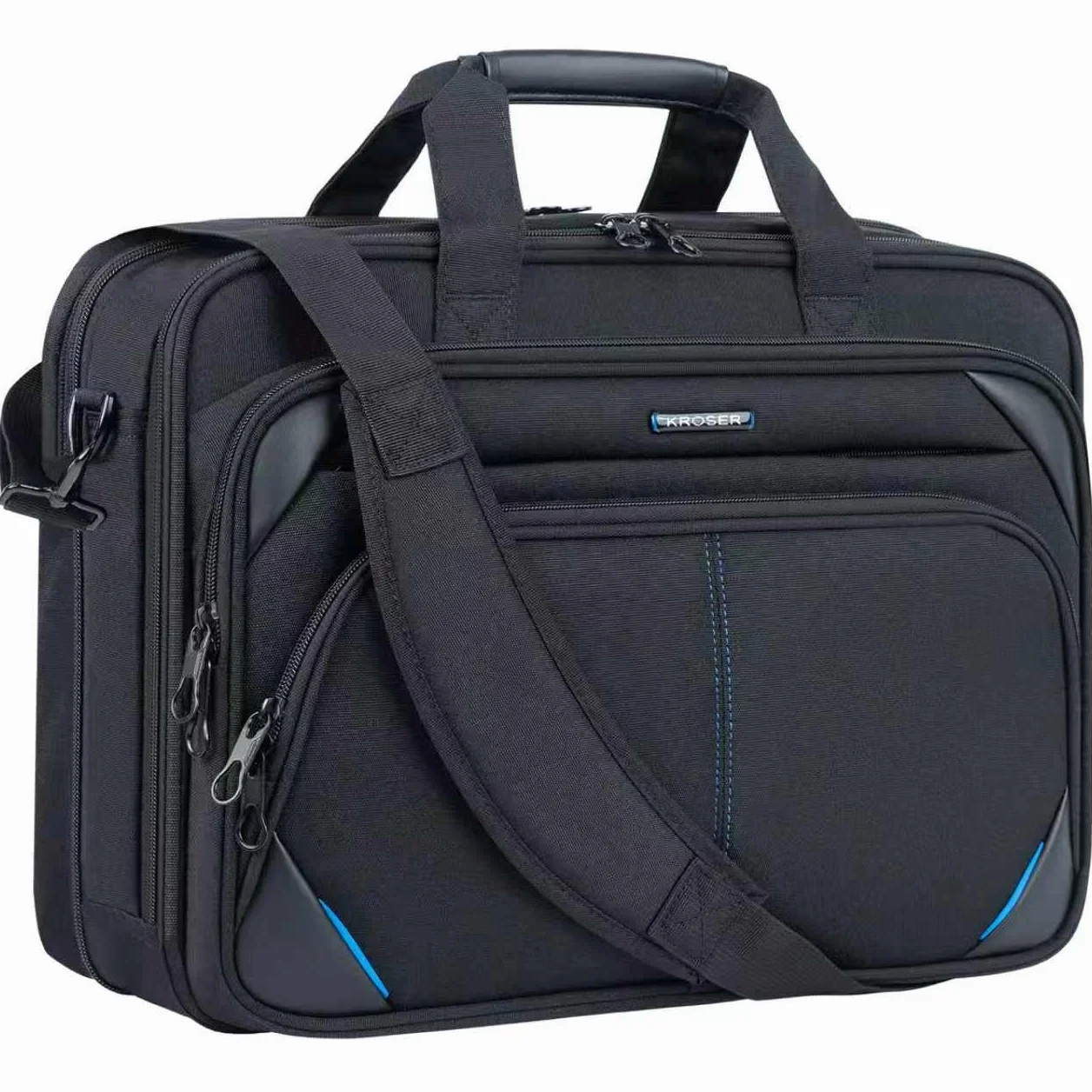 KROSER Borsa per computer portatile da 17,3 pollici, borsa a tracolla espandibile per computer portatile resistente