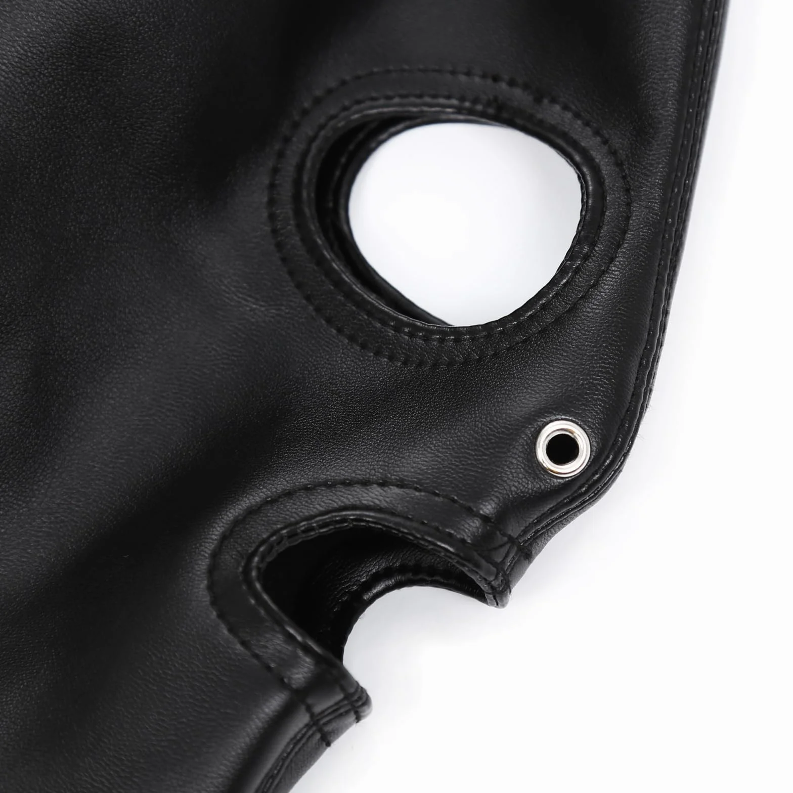 Cappuccio Nero in Pelle PU a 3 Fori per Giochi di Ruolo