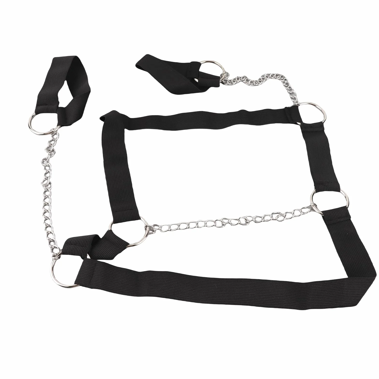 MANNEN Chort Harness Regolabile PU Catena di Metallo Nero Stile Punk