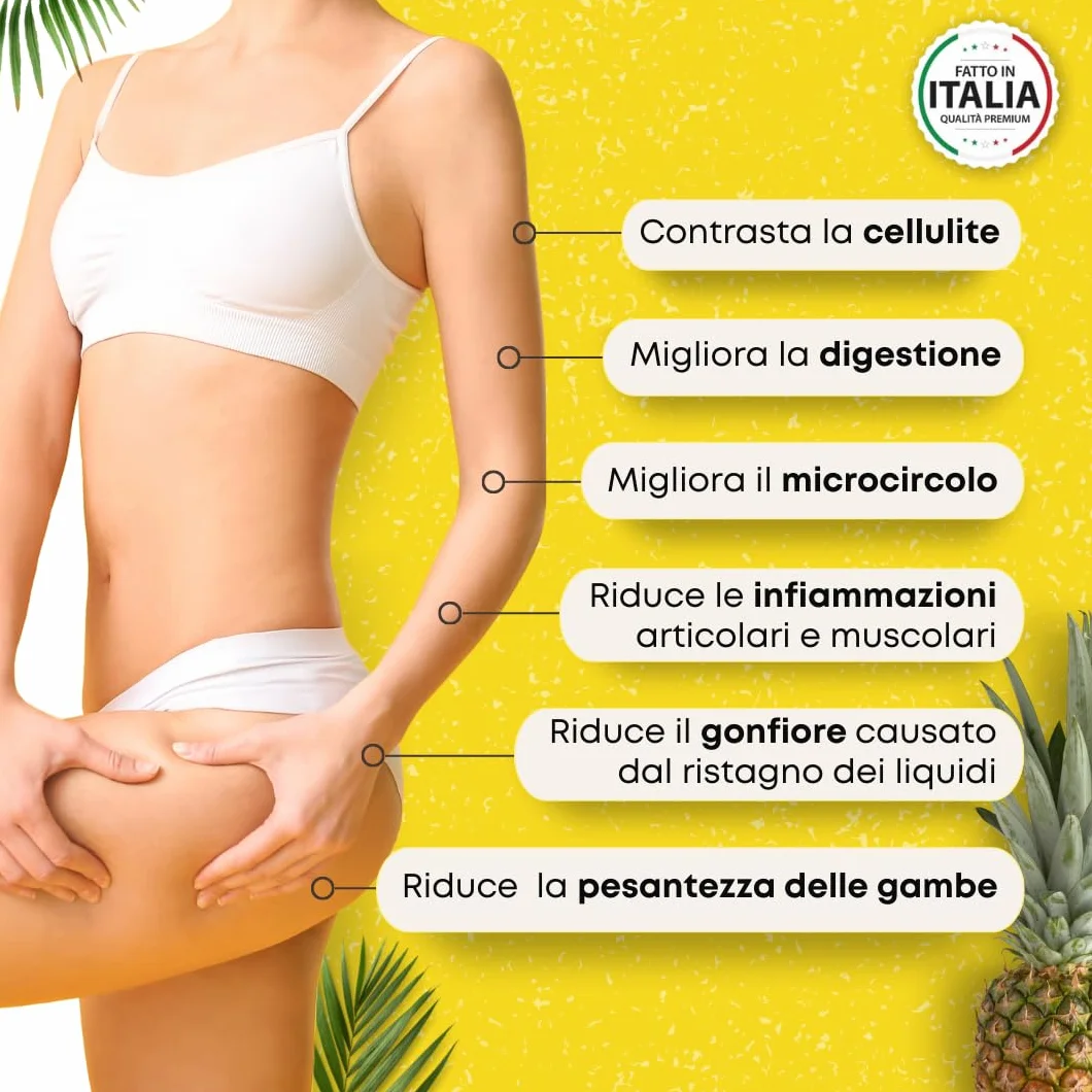 Natugea Bromelina Forte Drenante 5000 GDU/g 10000 FIP 120 Compresse Vegana Detox Anticellulite