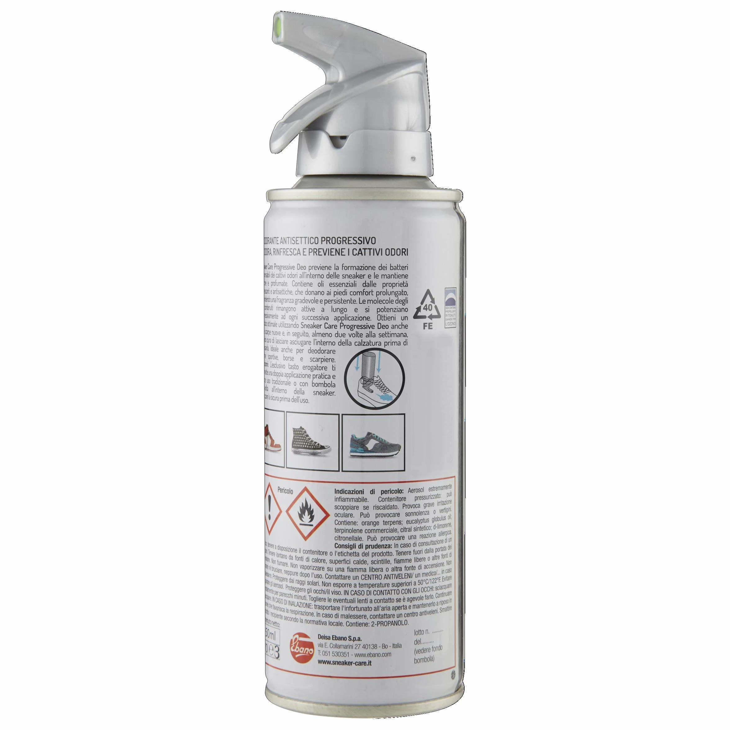 Deodorante Antisettico per Sneaker, Rinfresca e Previene Cattivi Odori, Bianco Menta, 150 ml