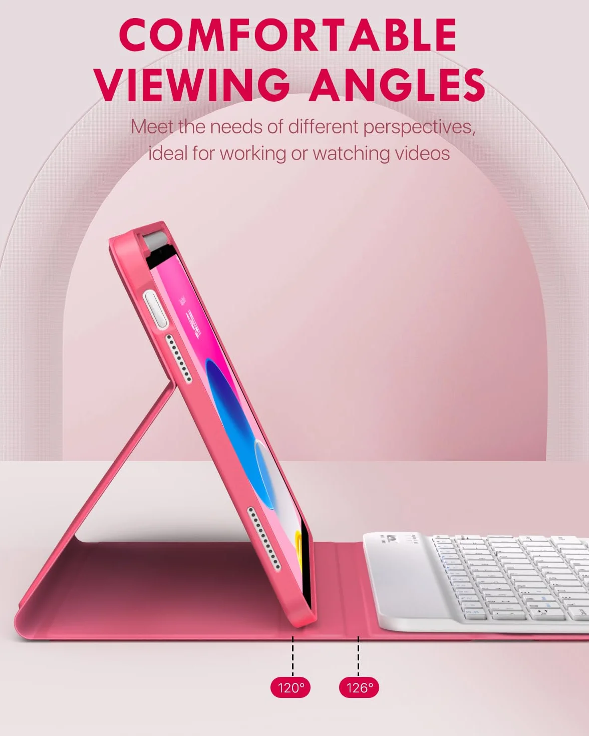 MoKo Custodia con Tastiera per iPad (A16) 11a Generazione 11 pollici 2025, iPad 10a Generazione 10,9 pollici con Supporto per Matita, Tastiera Bluetooth Staccabile Multi-Angolo, Rosa