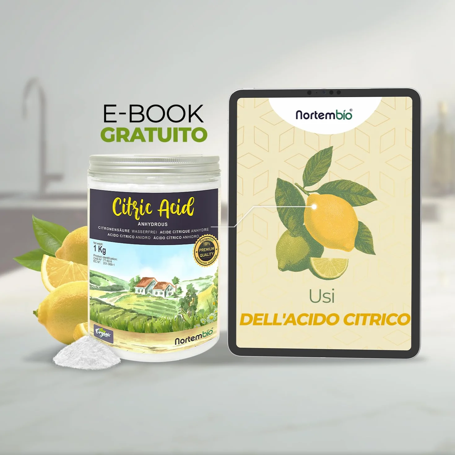 Nortembio Acido Citrico 5kg 100% Puro Certificato Pulizia Domestica