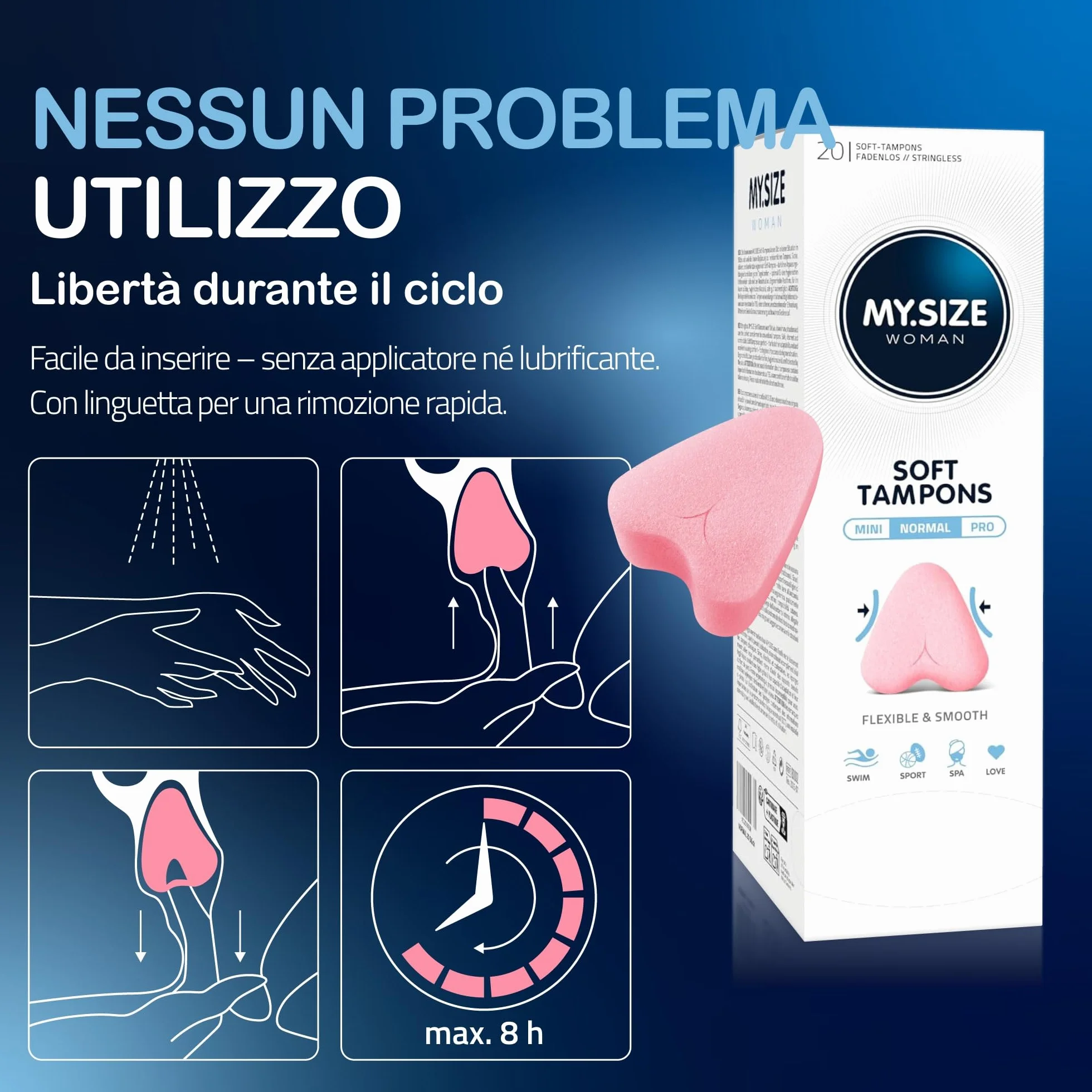 MY.SIZE Woman Soft Tampons NORMAL 20 pezzi tamponi senza filo