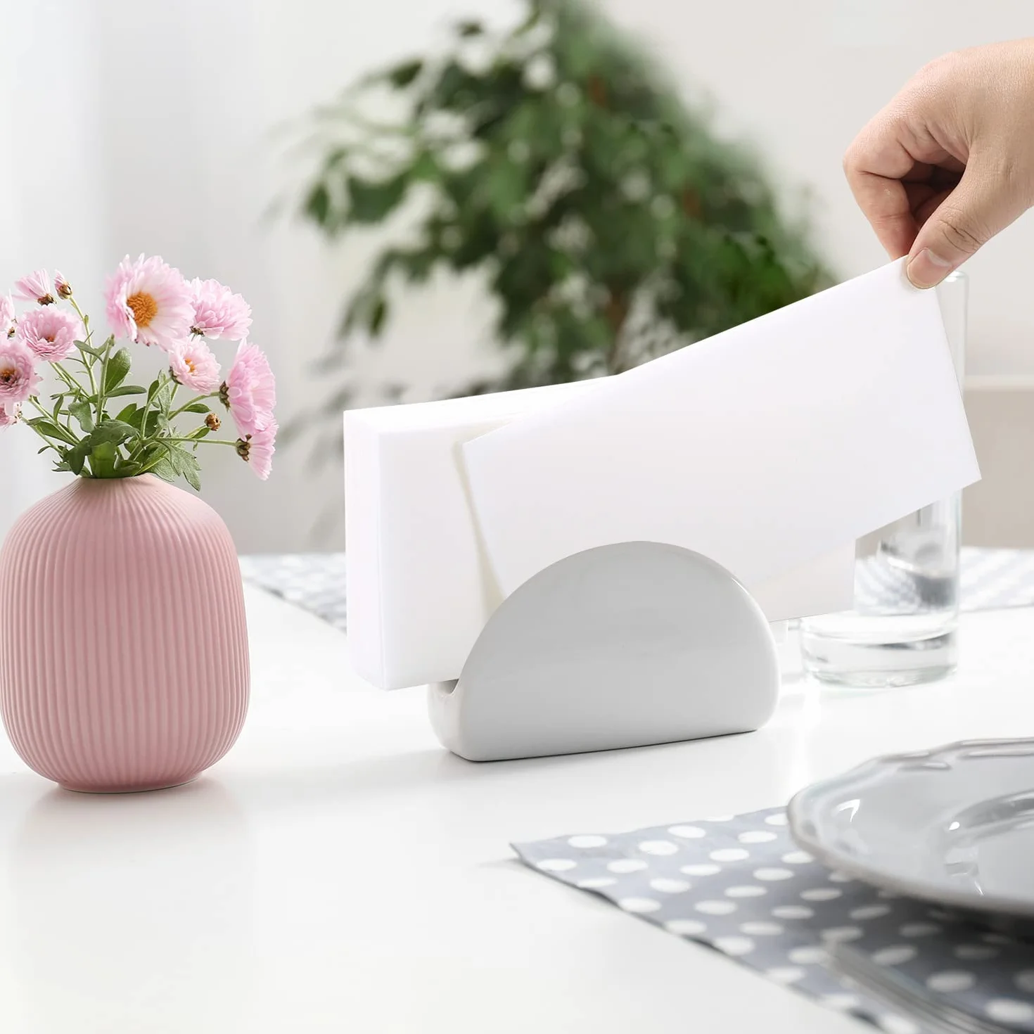 LEKOCH Tovaglioli di Carta Bianchi Monouso 43x30 cm Effetto Tessuto per Feste Matrimoni