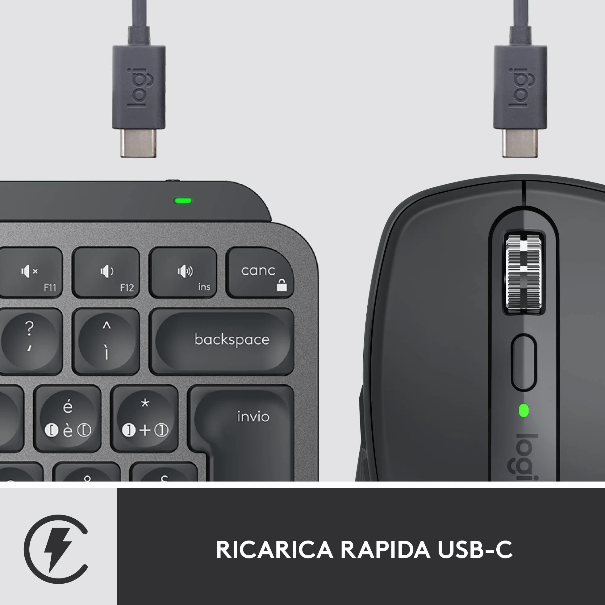 Logitech MX Keys Mini Combo for Business, compatto, tastiera e mouse senza fili, tecnologia Logi Bolt, Bluetooth, certificato Windows/Mac/Chrome/Linux - Grigio