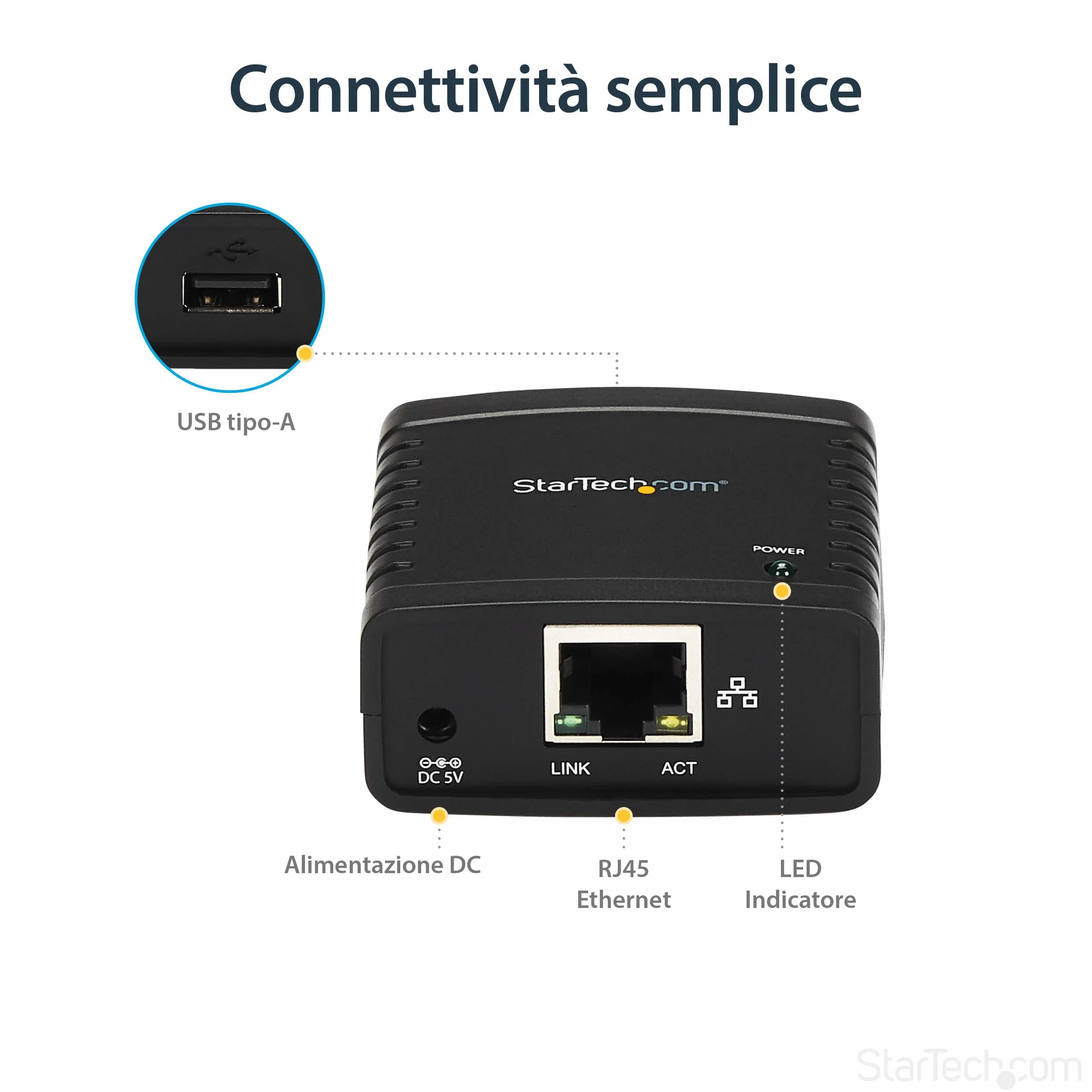 StarTech.com Server di rete per Stampante Ethernet 10/100 Mbps con porta USB 2.0