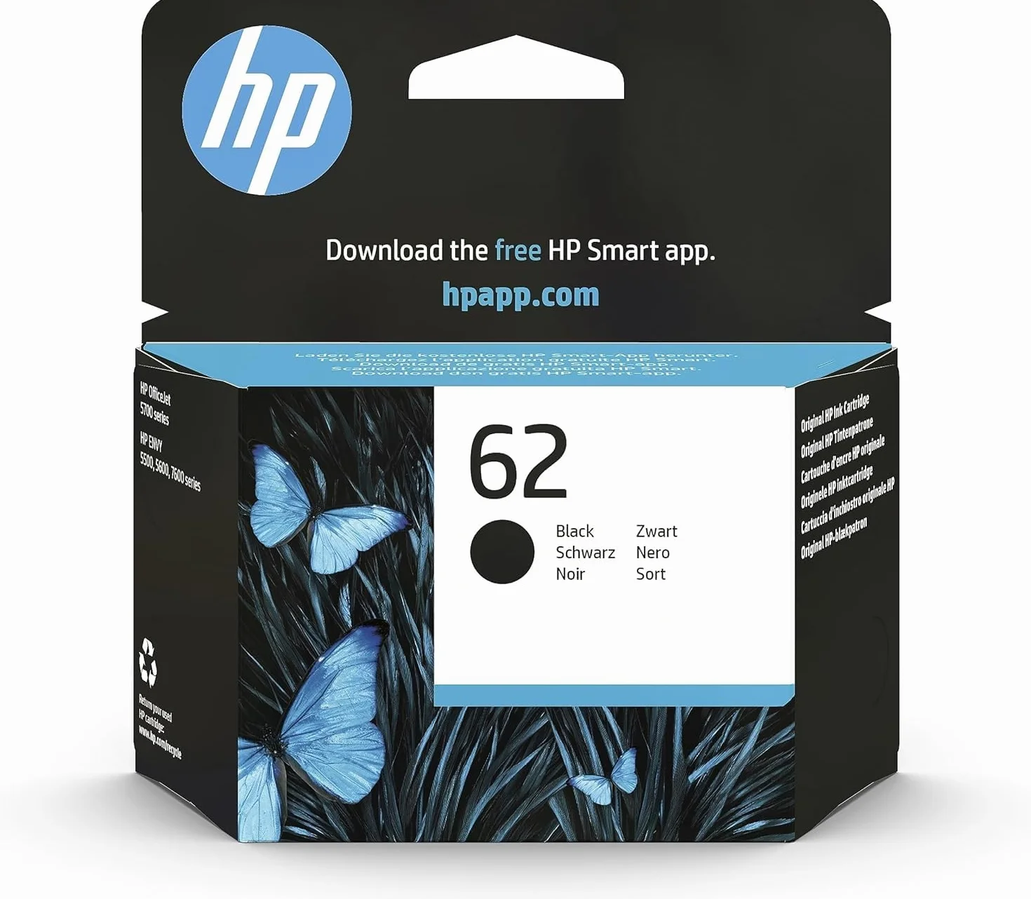 HP 62 Nero C2P04AE Cartuccia Originale 200 Pagine Compatibile Stampanti Envy OfficeJet Mobile