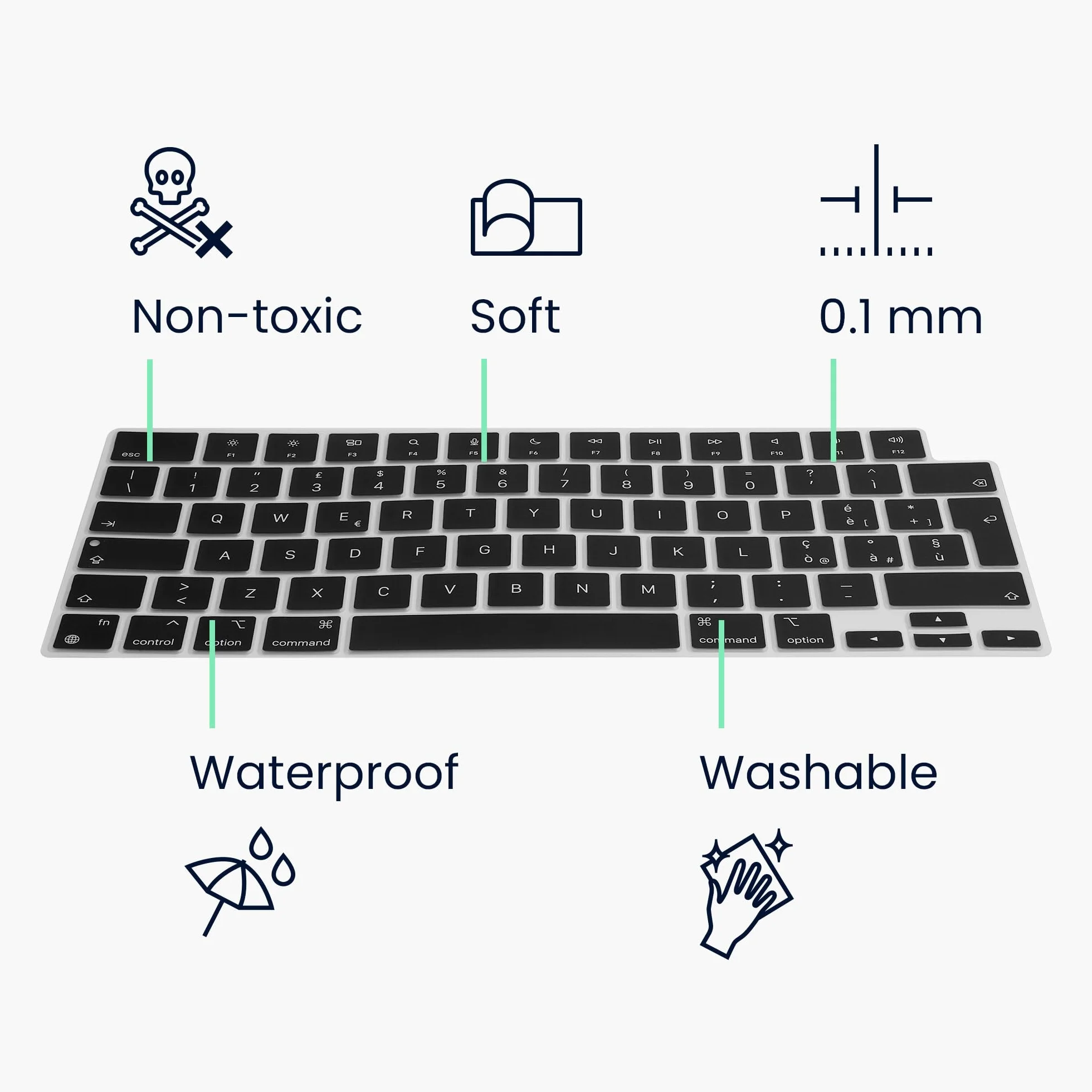 kwmobile Protezione Tastiera Italiana Compatibile con Apple MacBook Air 13 M4 2025 A3240 - Cover Tastiera Italiano - Copertina Silicone Nero