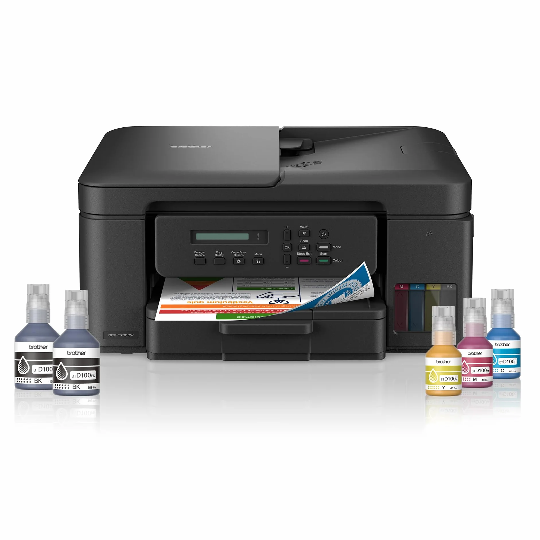 Brother DCP-T730DW - Stampante per serbatoio d'inchiostro 3 in 1 (stampa, scansione, copia) con WLAN, Duplex, ADF