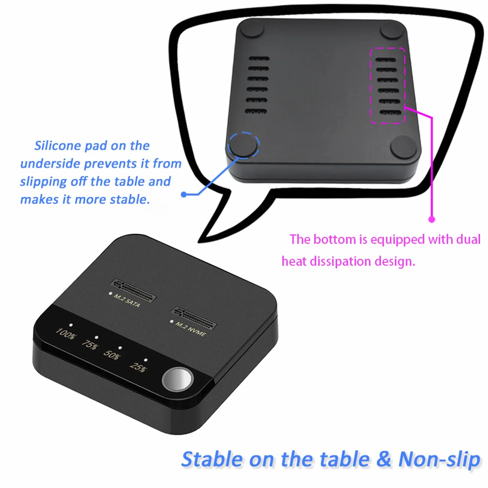 Docooler Duplicatore M.2 NVMe/SATA Clonatore SSD Dual-bay Offline Adattatore USB-C