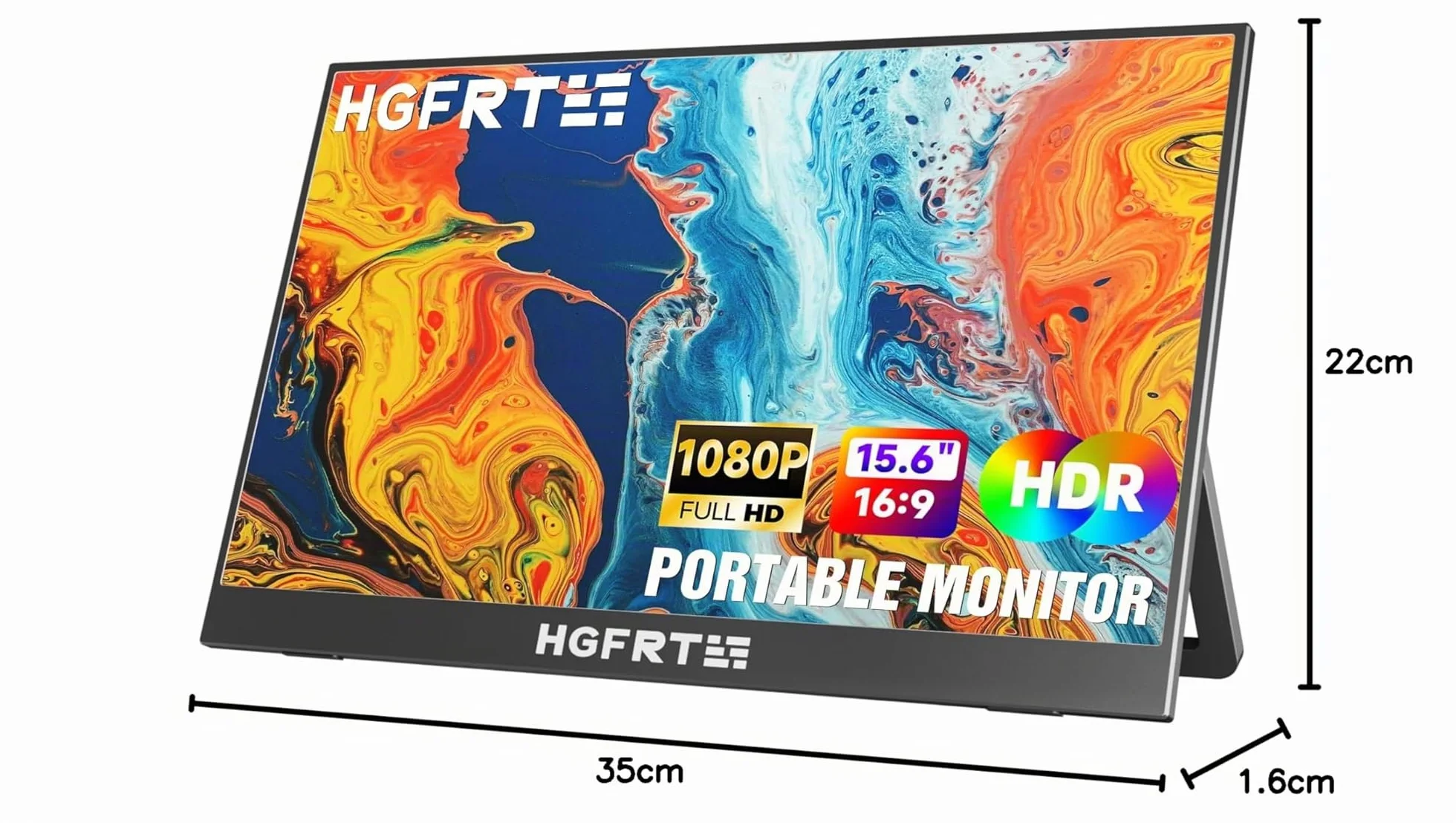 Monitor portatile 15,6 Pollici FHD, Schermo Portatile 1920 x 1080 FHD, 60Hz, Antiriflesso IPS, USB-C, mini HDMI, Altoparlante, Supporto Pieghevole, VESA, per PC, Laptop, Mobile