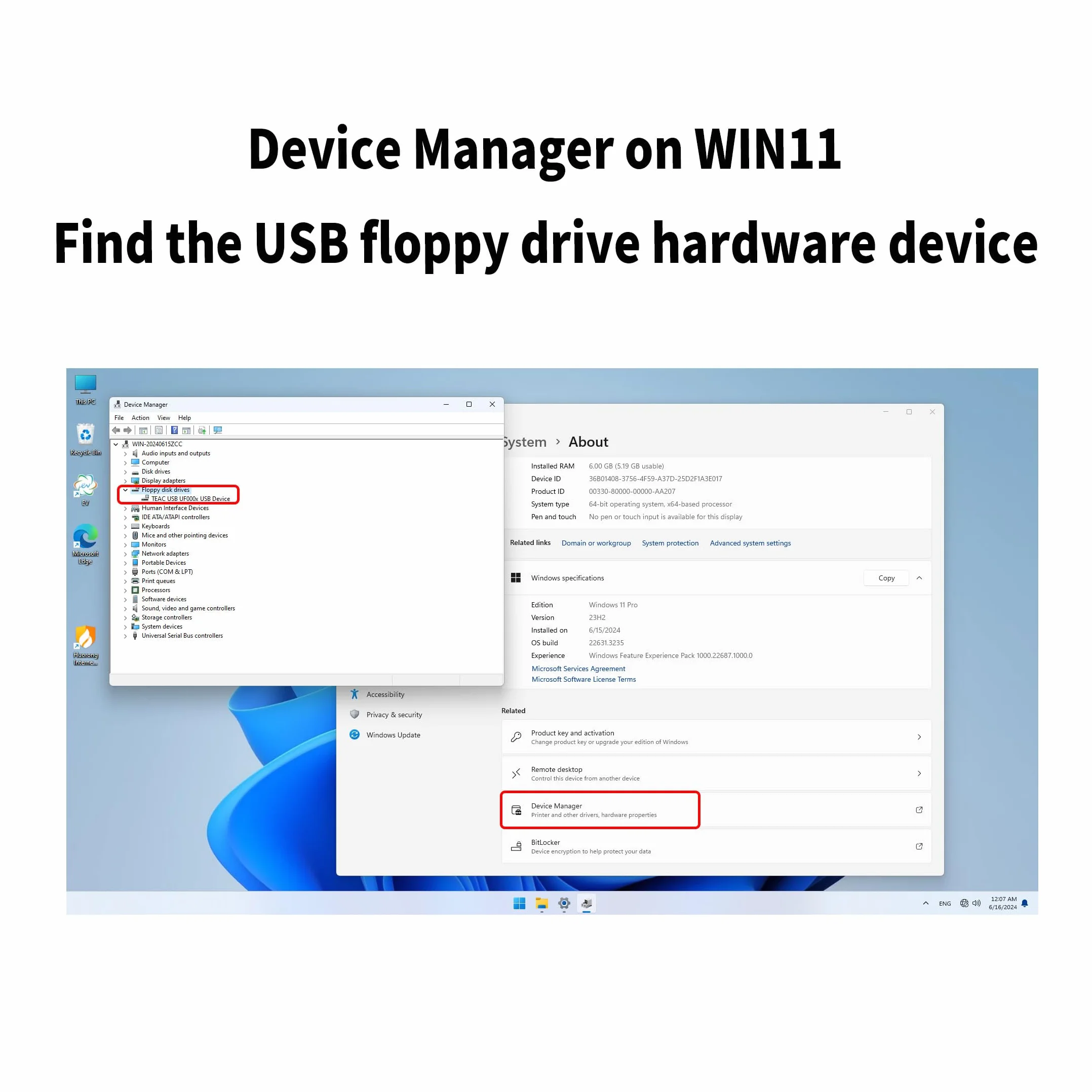 External USB Floppy Drive FDD 1.44MB 3.5inch - PC and MAC - Slimline Floppy Disk Drive External - Portable - Plug and Play - Black - XP/WIN7/WIN11 Capable