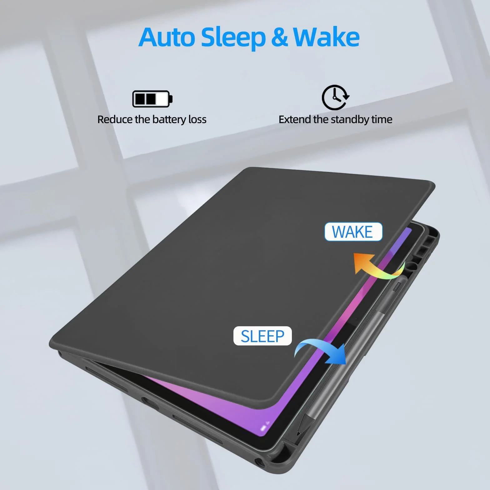 Custodia per Lenovo Idea Tab 11 Pollici, Case Cover Rotante con Portapenne, Nero