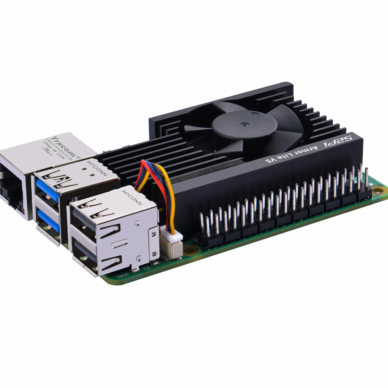 GeeekPi Raffreddatore Attivo per Raspberry Pi 5, Armor Lite V5 con Ventola PWM, Dissipatore di Calore in Alluminio per 4 GB/8 GB