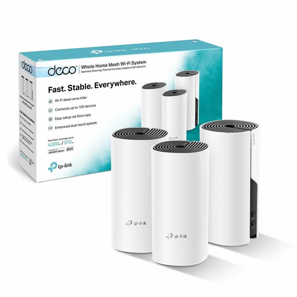 TP-Link Deco M4 WiFi Mesh, Dual Band AC1200, 2 Porte Ethernet Gigabit, Modalità Router e Access Point, Parental Control, 3 Pezzi con Copertura fino a 370 m2
