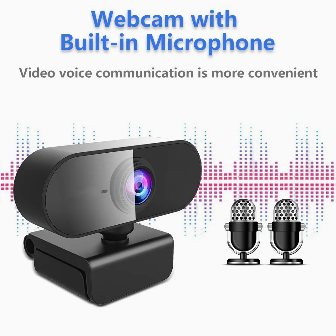 FWV Webcam streaming con microfono e anello luminoso 2K HD Web Cam con copertura, supporto per PC/MAC/laptop/desktop, webcam grandangolare per YouTube, Skype, Zoom, Xbox One, videochiamate, studio e