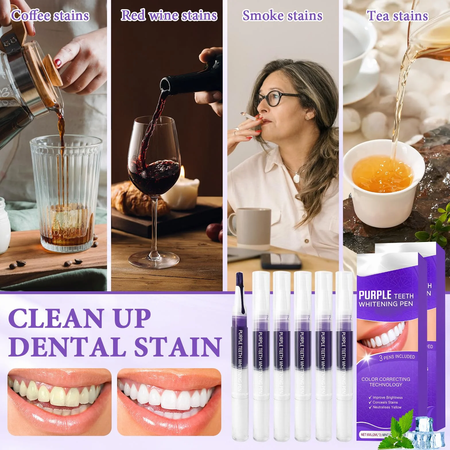 Penna Sbiancante Denti Professionale Delicato Non Irritante 6 Pezzi