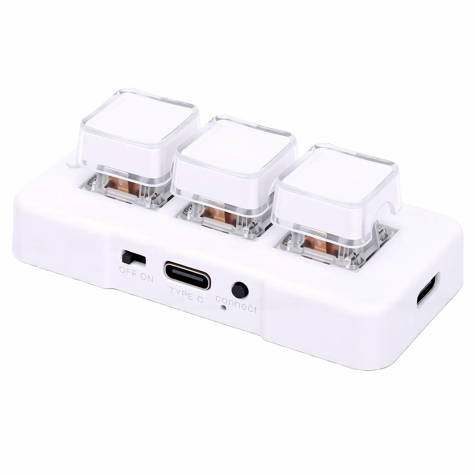 Bewinner Tastierino Meccanico a 3 Tasti Tastierino di Scelta Rapida Personalizzabile per Uso Universale su Computer con modalità Cablata e Bluetooth (WHITE)