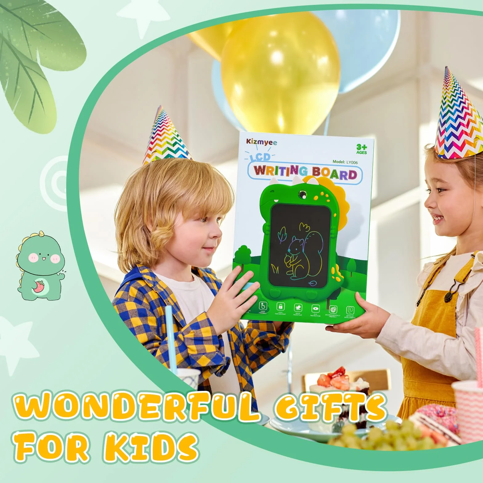 Tavoletta Grafica Bambini LCD 10 Pollici Lavagna Cancellabile Regalo Compleanno Ragazzi Verde
