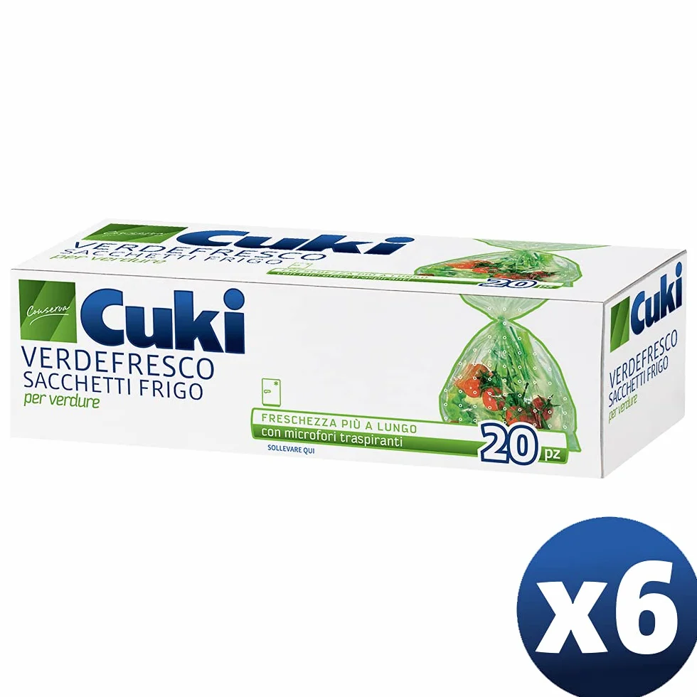 Cuki Verdefresco Sacchetti Frigo 29x42 cm 6x20 Pezzi 810 g