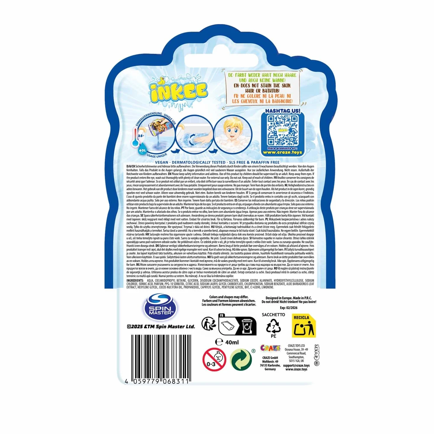 Paw Patrol Bagnoschiuma liquido per bambini 15 x 40 g aloe vera ciliegia