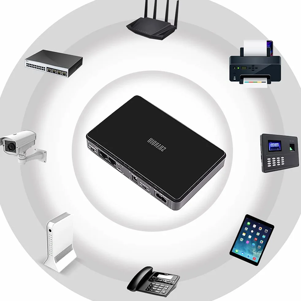 Gruppo di Continuità Mini UPS POE Gigabit per Router, Modem, Telecamera, Ingresso 100~240V AC Uscita 5V USB 9V/12V DC 24V/48V POE (1000mbps)
