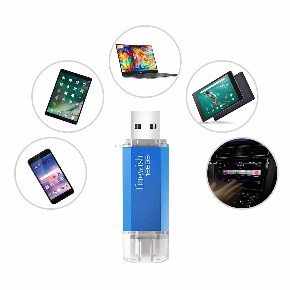 Chiavetta USB Type C 128 GB 2 in 1 OTG Pen Drive per PC MacBook Tablet Smartphone Huawei Samsung Xiaomi Blu