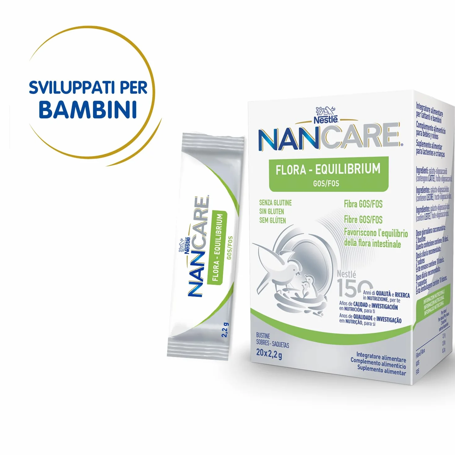 NESTLÉ NANCARE FLORA-EQUILIBRIUM Integratore Alimentare pediatrico 20 bustine 2,2g 44g