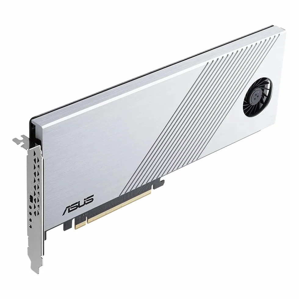 ASUS Hyper M.2 x16 Gen 4 (PCIe 4.0/3.0) Supporta 4X dispositivi NVMe M.2 (2242/2260/2280/22110) Fino a 256 Gbps per AMD TRX40 / X570 PCIe 4.0 NVMe Raid e Piattaforma Intel® Raid- funzioni su CPU